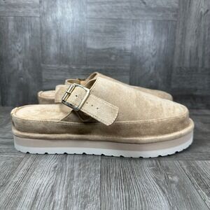 Madden Girl Womens Platform Clogs Size 9 Tan Buckle Faux Suede Grahamm NEW